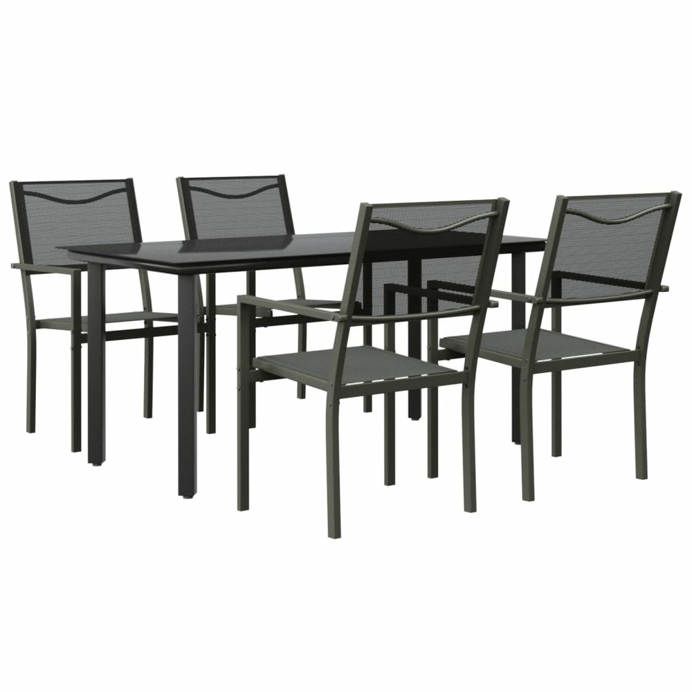 Ensemble à manger de jardin 5 pcs noir textilène et acier