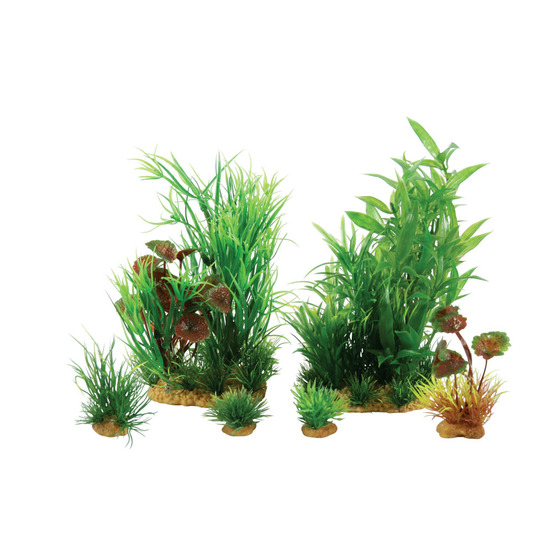 Jalaya n°2 plantes artificielles 6 pieces h 18 cm plantkit décoration d'aq