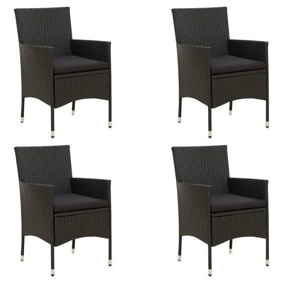 Chaises de jardin avec coussins lot de 4 résine tressée noir
