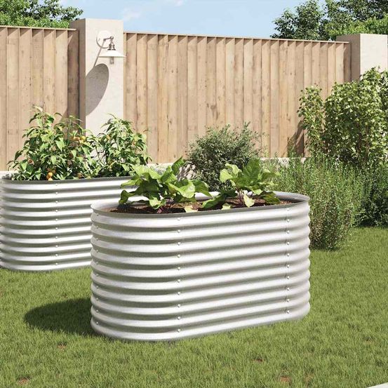 Carré potager surélevé 160x80x81 cm acier galvanisé jardin argenté