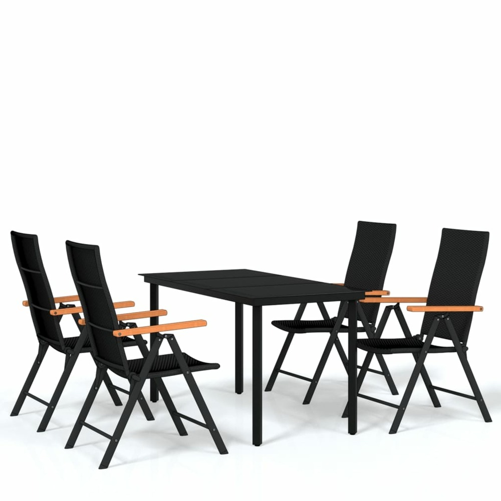 Ensemble de salle à manger de jardin meuble extérieur 5 pièces noir