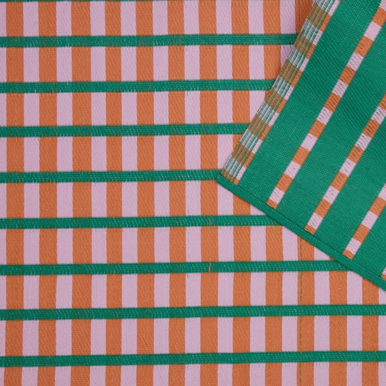 Tapis poolside 120x180cm rayures vert et orange