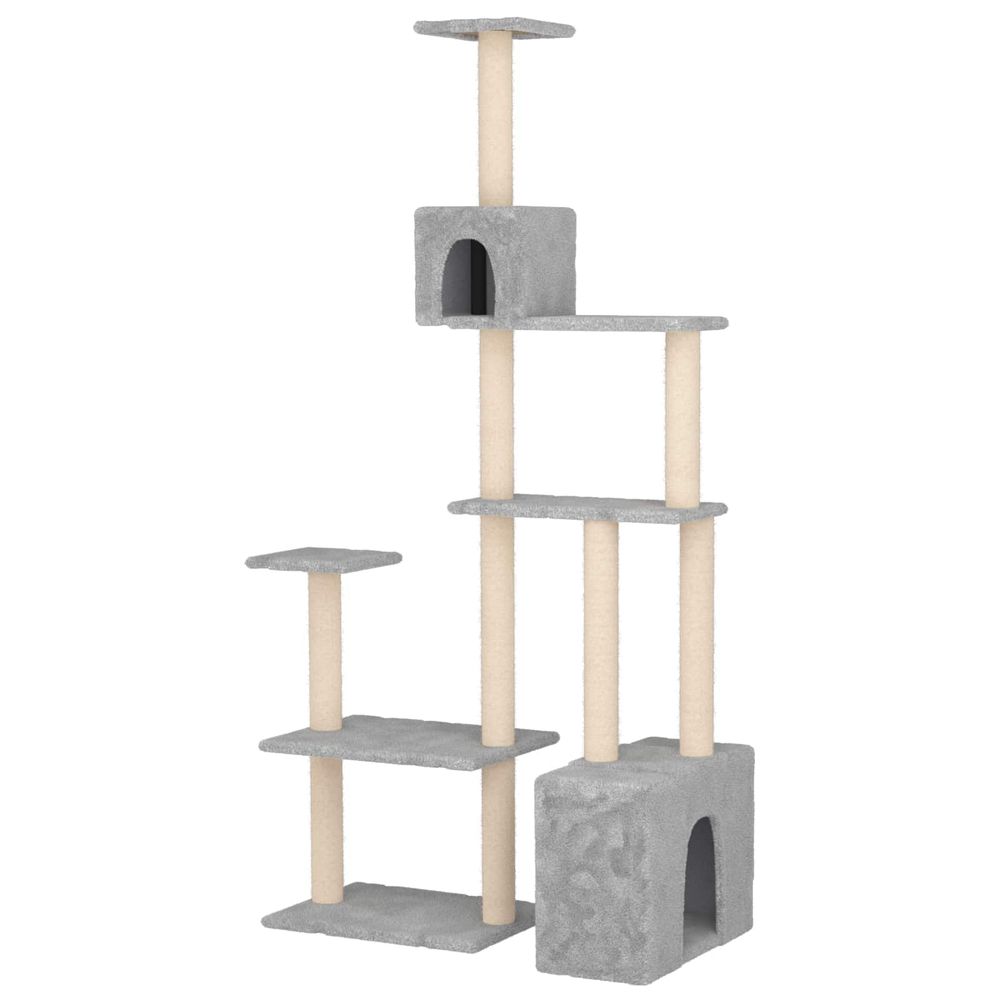 Arbre à chat avec poteaux à griffer en sisal gris clair
