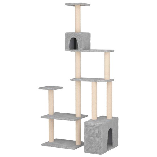 Arbre à chat avec poteaux à griffer en sisal gris clair