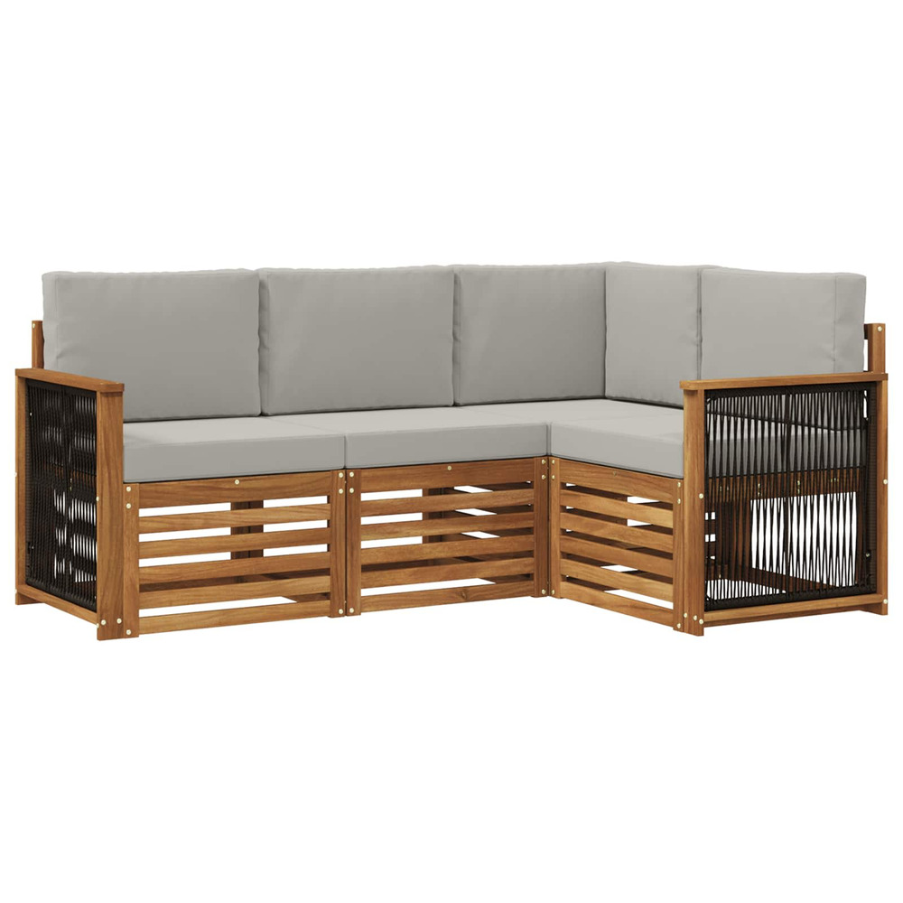 Ensembles de canapés avec coussin 4 pcs bois d'acacia massif