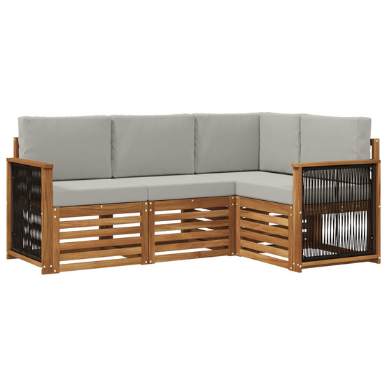 Ensembles de canapés avec coussin 4 pcs bois d'acacia massif