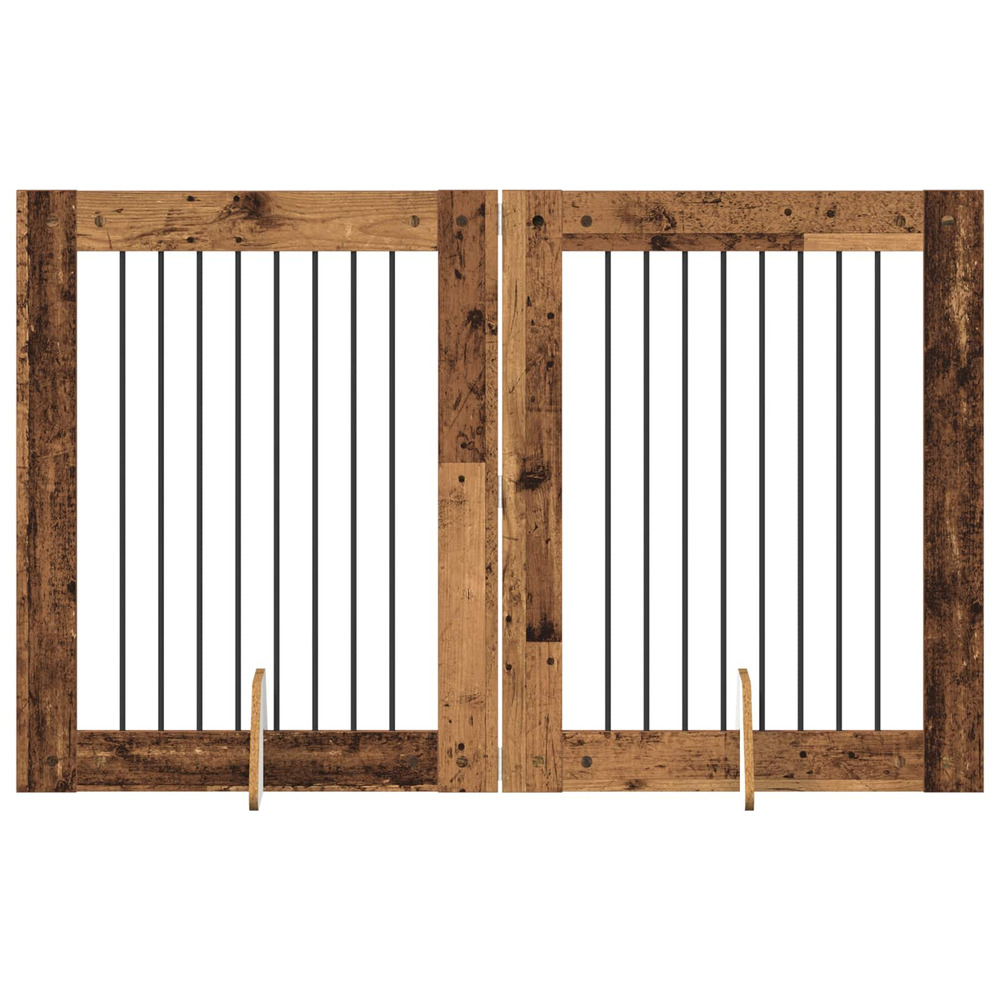 Portillon pour chien avec supports 2 pcs bois ancien