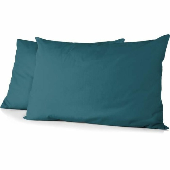 2 taies d'oreiller microfibre 82 g 50 x 70 cm - bleu canard