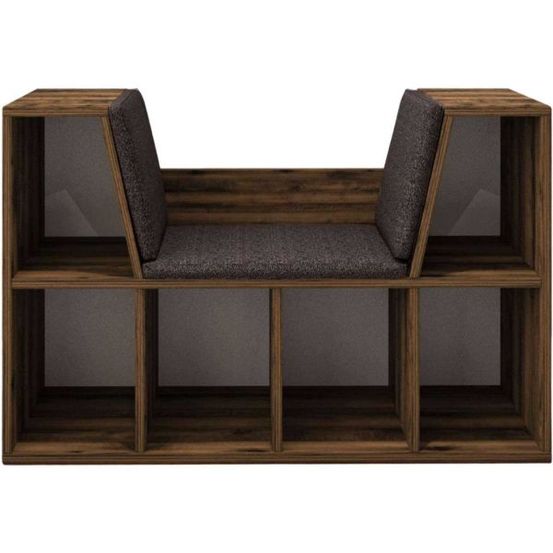 Bibliothèque avec banc en aggloméré livora noyer