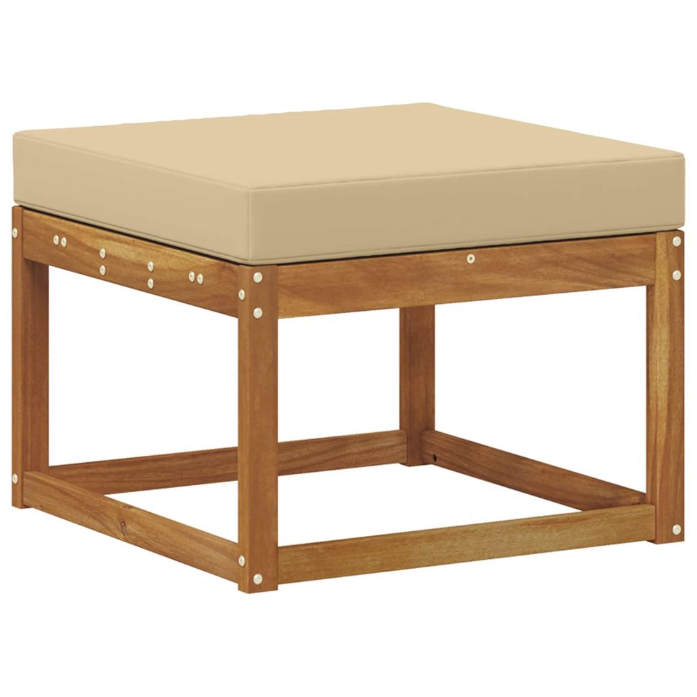 Pouf d'extérieur bois d'acacia massif naturel