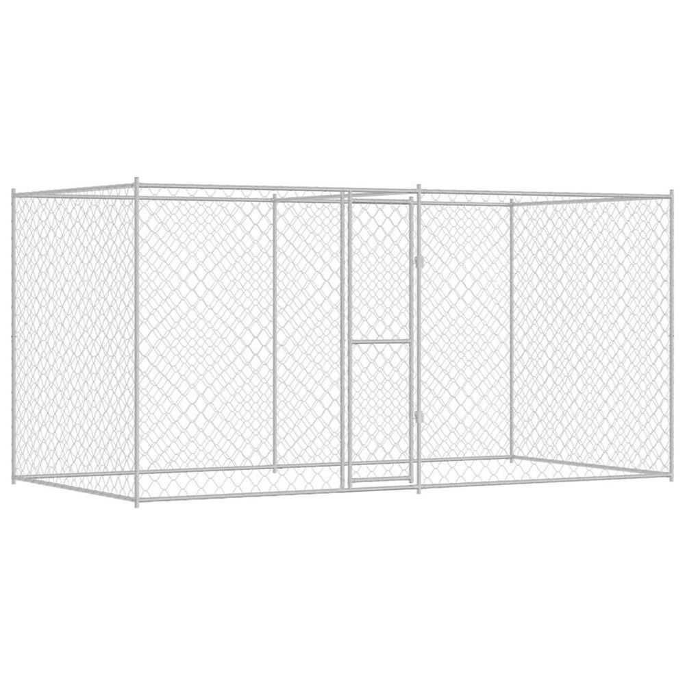 Cage pour chien argenté 400 x 200 x 200 cm acier galvanisé