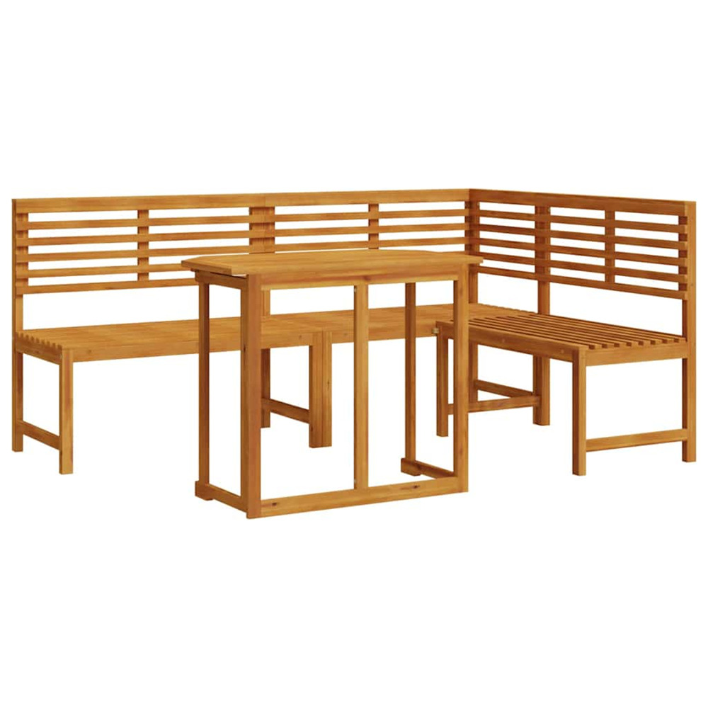 Ensemble de banc de jardin 3 pcs marron bois d'acacia massif