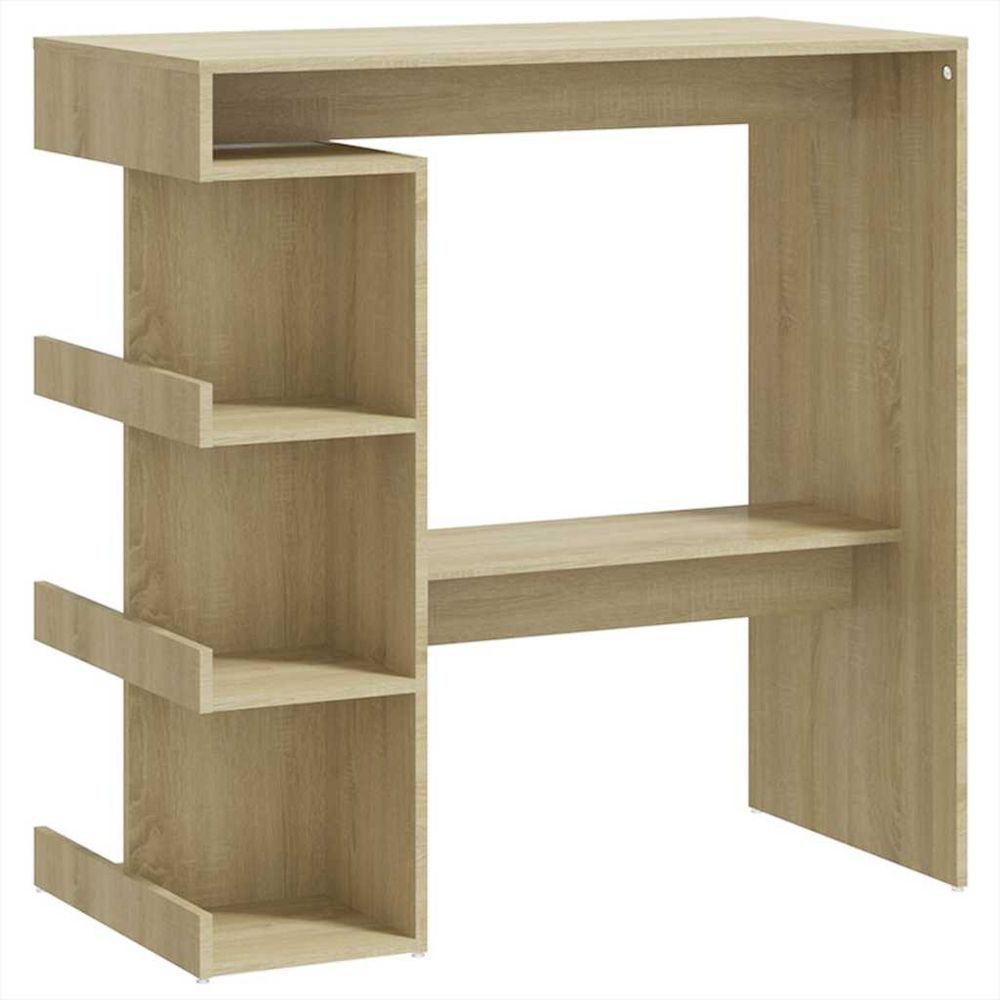 Table de bar étagère de rangement chêne sonoma bois ingénierie