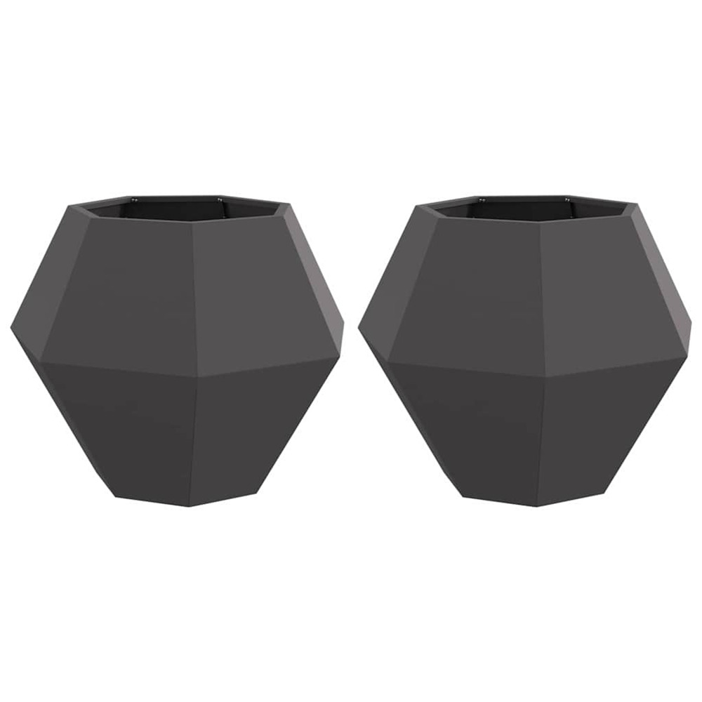 Jardinière d'extérieur 2 pcs noir 75 x 75 x 60 cm acier