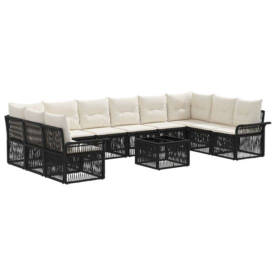 Ensemble de canapé de jardin 11 pc noir polyrotin