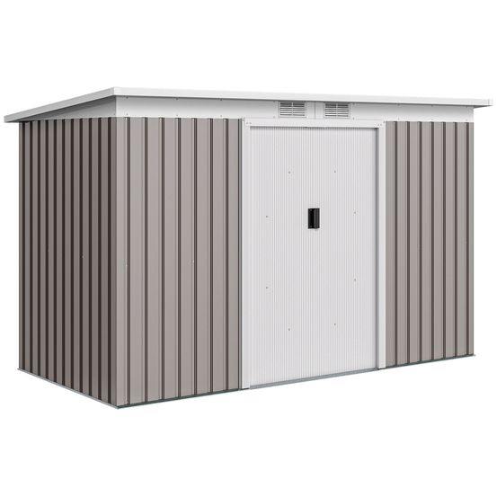 Abri de jardin acier galvanisé aménagement extérieur rangement outils 280x130cm gris clair - comfortxl outdoor living