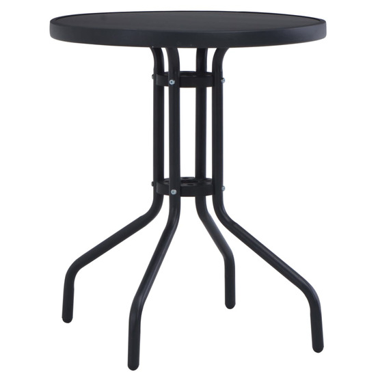 Table de jardin noir 60 cm acier et verre