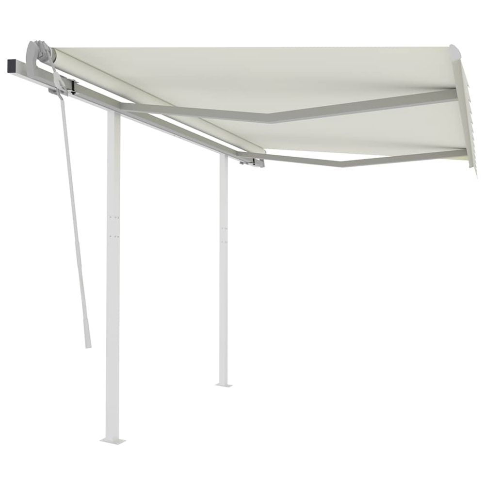 Auvent manuel rétractable avec poteaux 3x2,5 m crème