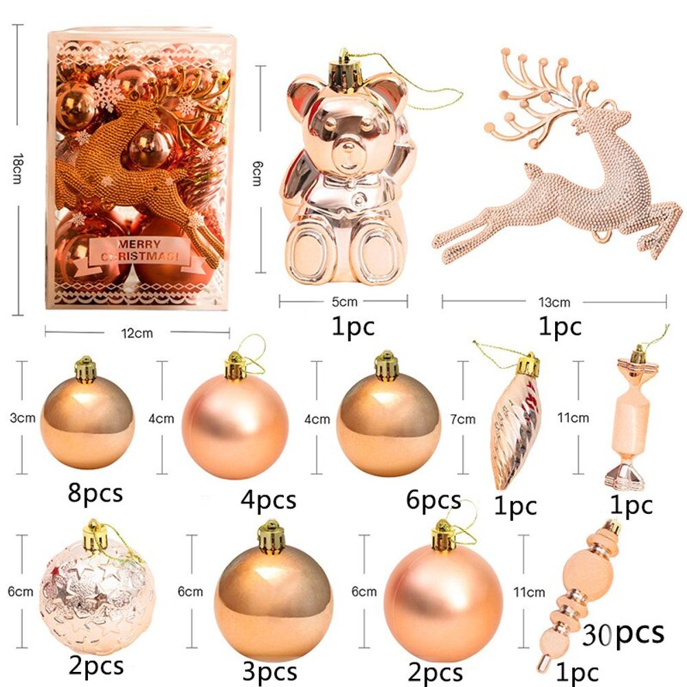Boite de 30 décorations de noël - ocre