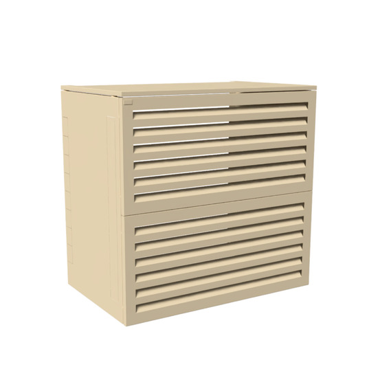 Cache climatisation acoustique atole en aluminium thermolaqué - taille 3 : h. 130 x l. 135 x p. 85 cm - crème