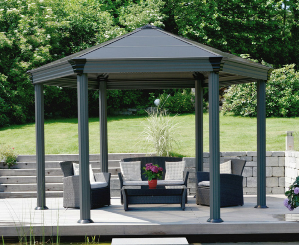 Gazébo tonnelle hexagonale 11. 16m² gris anthracite - 703445