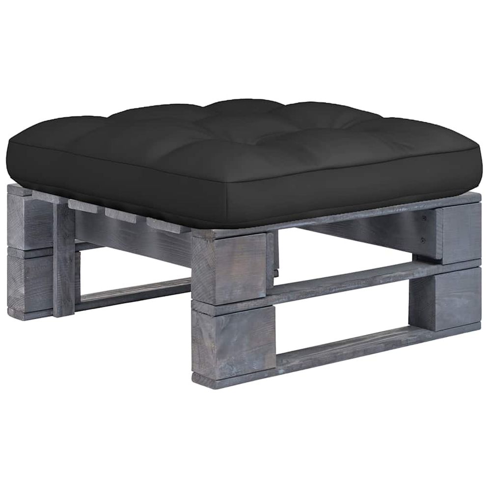 Pouf palette de jardin bois de pin imprégné de gris