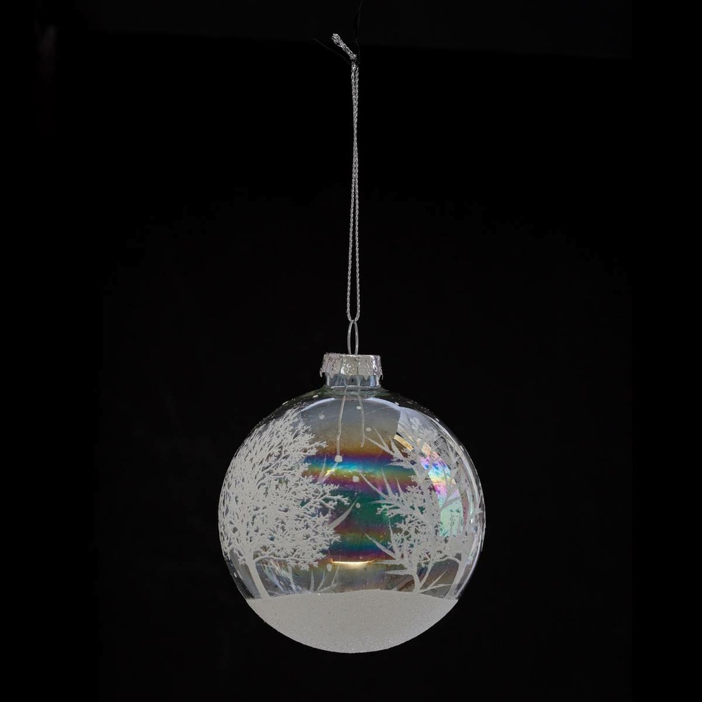 Boule de noël 80 mm dessin blanc 2 assortiment