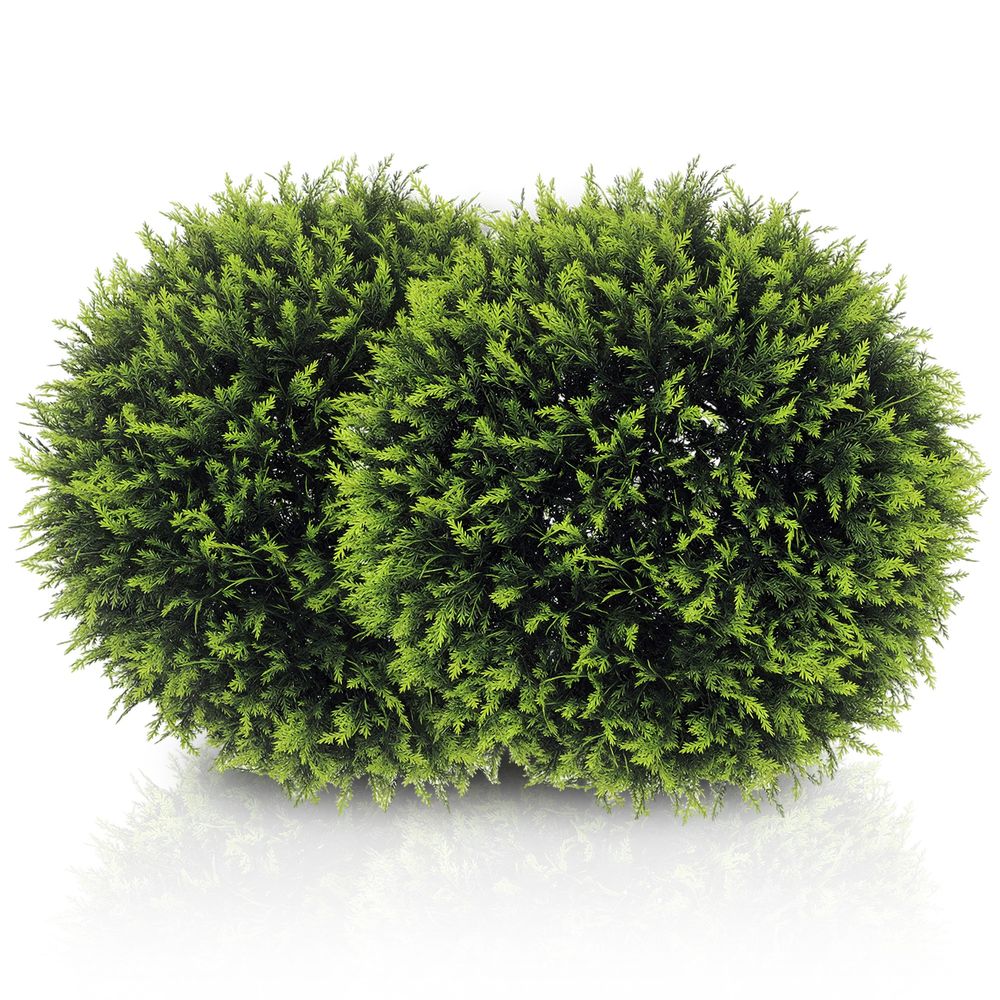 Boule cèdre artificielle lot 2 plastique jardin entrée paysagisme moderne 45cm vert