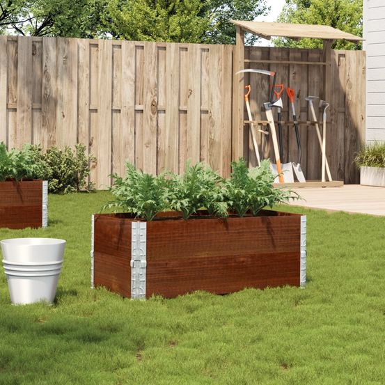 Carré potager surélevé en bois de pin pour jardin terrasse 100x50x41 cm marron
