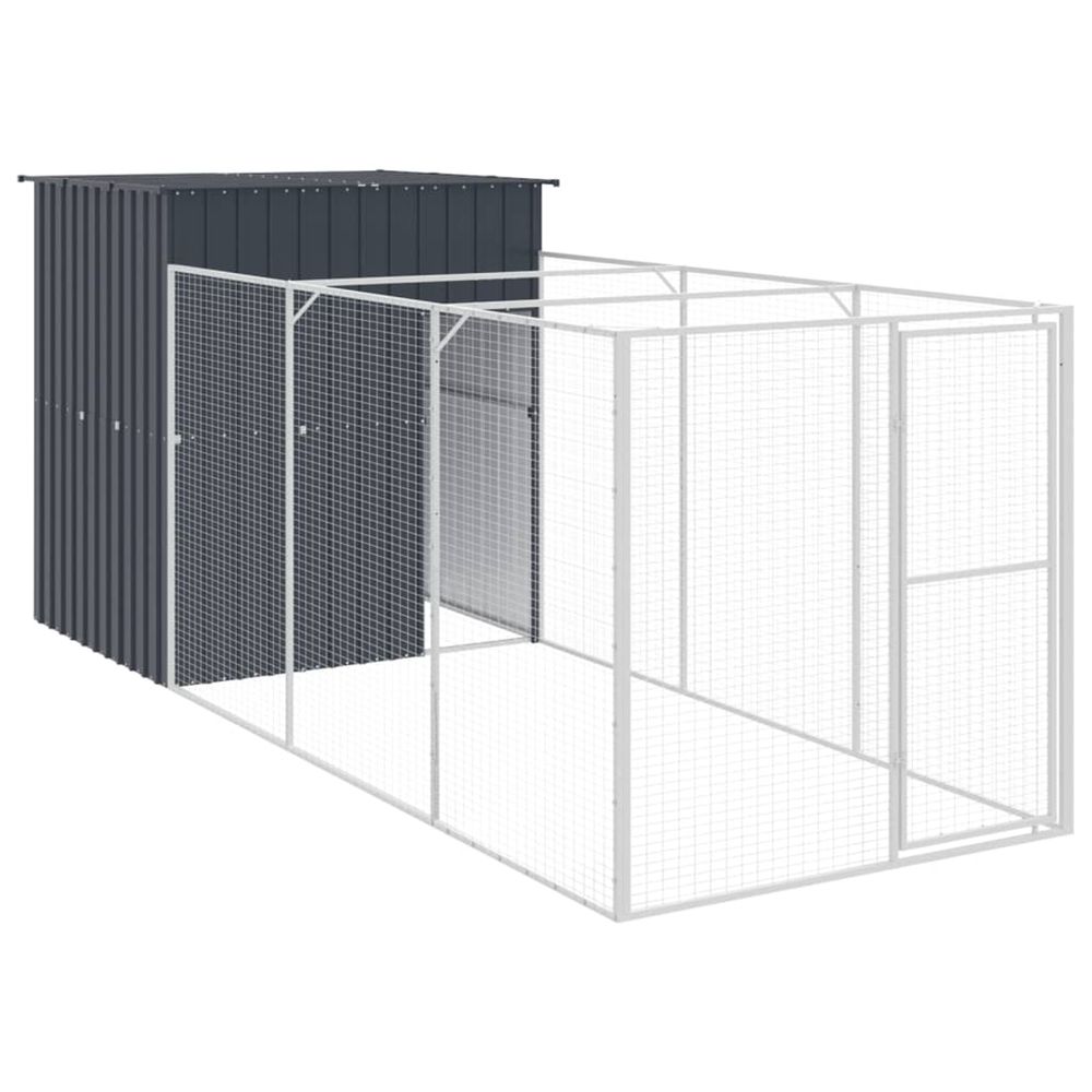 Niche pour chien avec cour anthracite 165x455x181 cm
