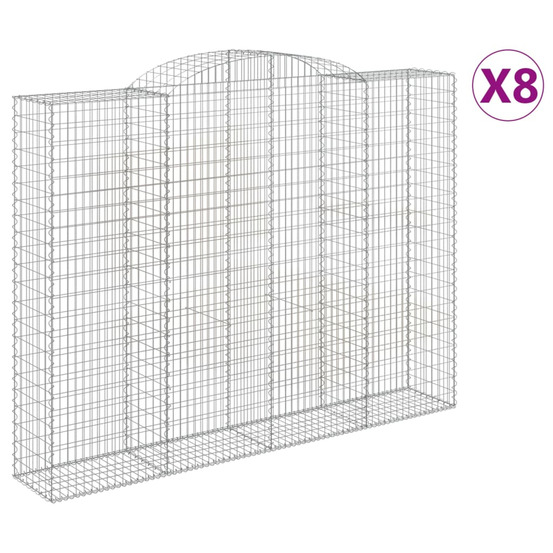 Paniers à gabions arqués 8 pcs 300x50x220/240 cm fer galvanisé