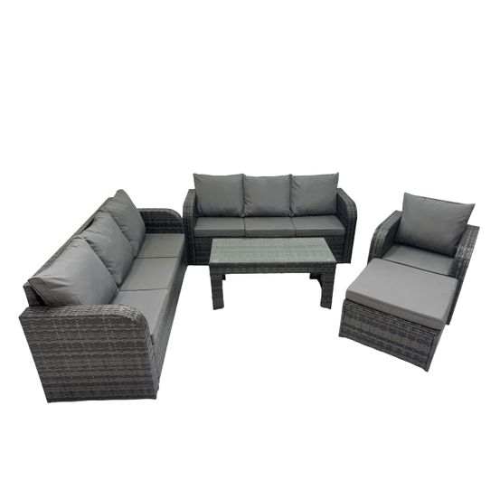 8 places ensemble de meubles de jardin avec chaise inclinables table basse grand tabouret gris foncé mixte