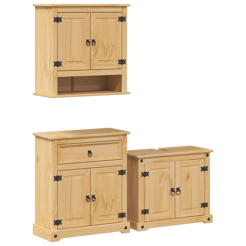Ensemble de meubles salle de bain 3 pcs corona bois pin massif