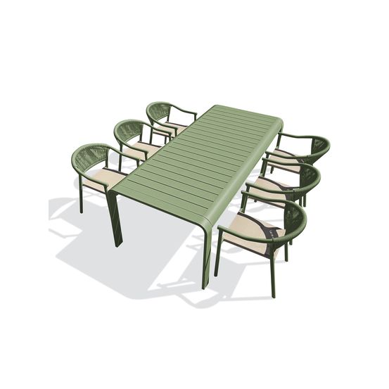 Ensemble repas hanoi 6 places en aluminium - olive
