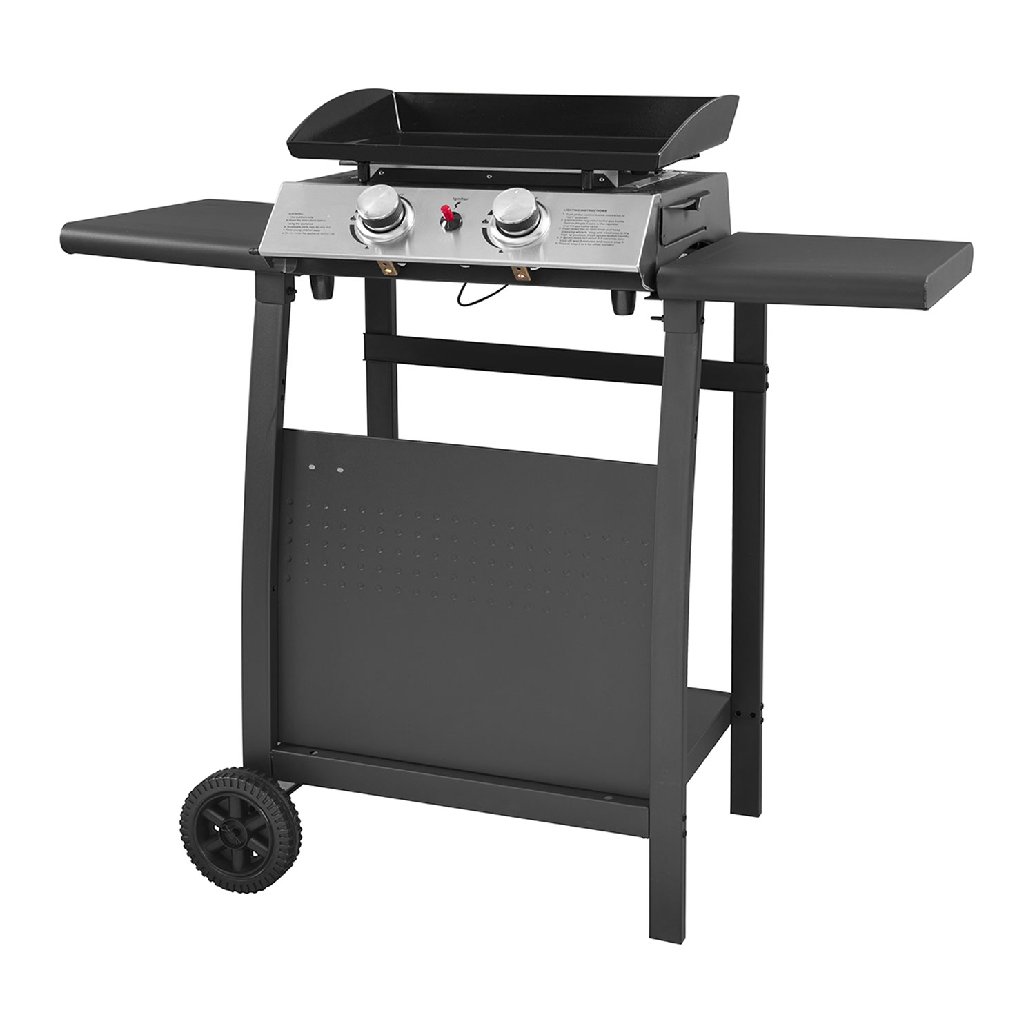 Plancha au gaz mala - 2 brûleurs 5kw + chariot