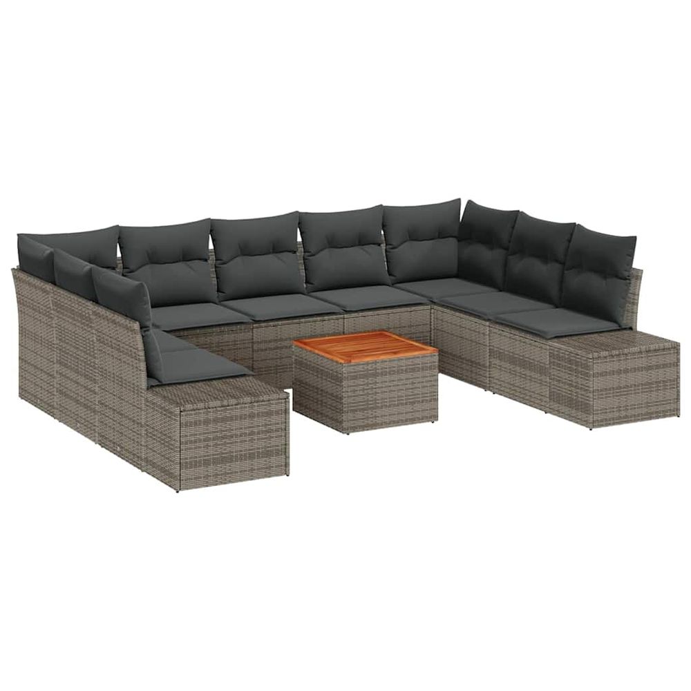 Ensemble de canapé de jardin 10 pc gris