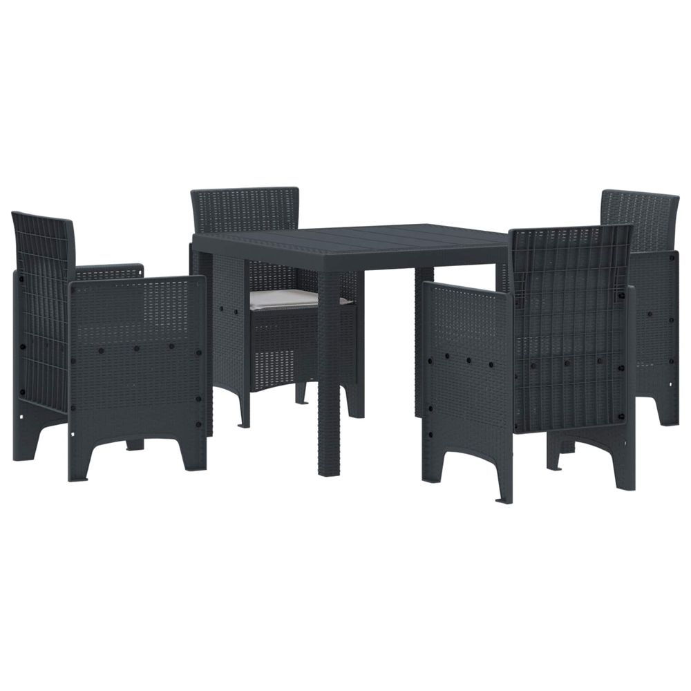 Ensemble de salle à manger pour jardin 5 pc anthracite