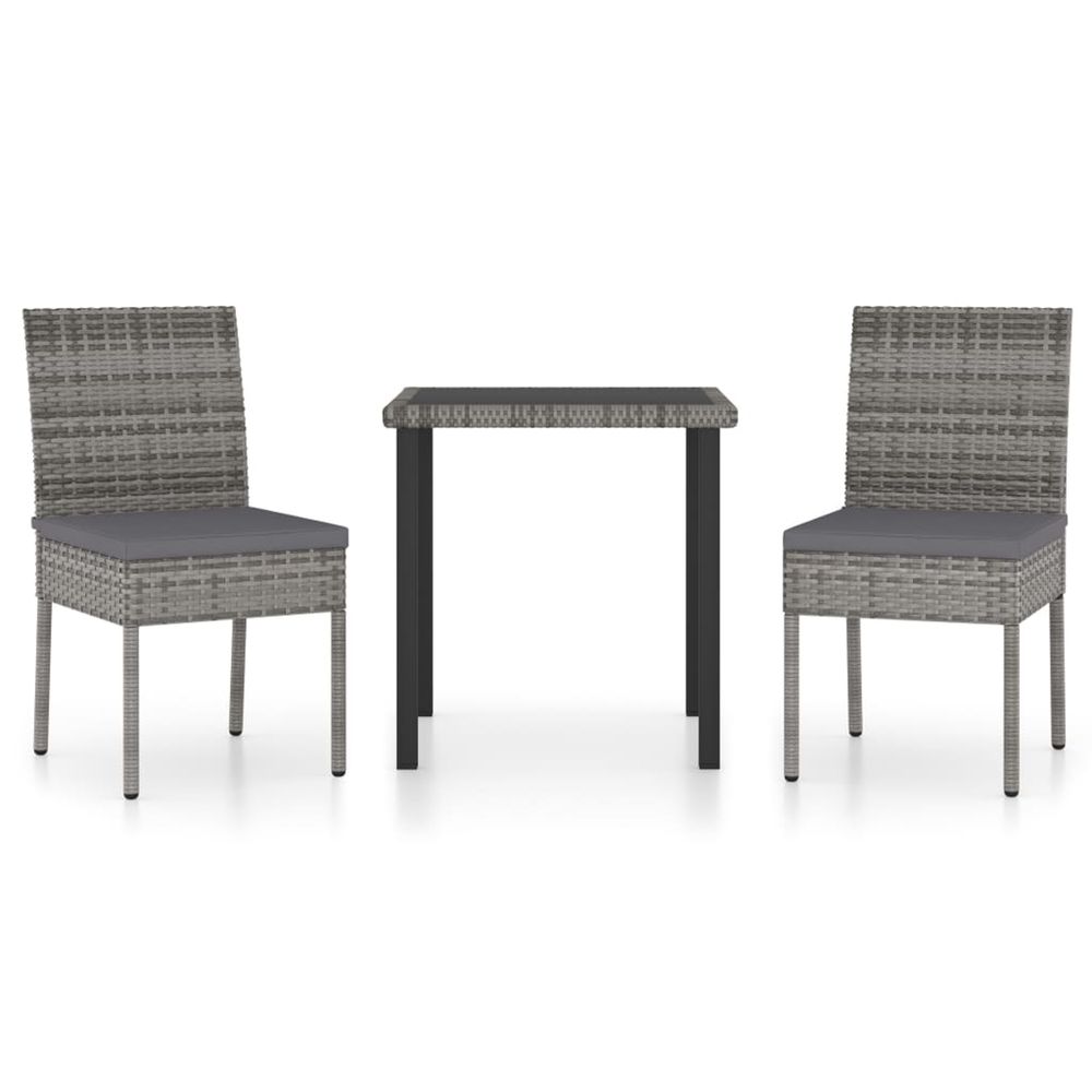Ensemble à manger de jardin 3 pcs résine tressée gris
