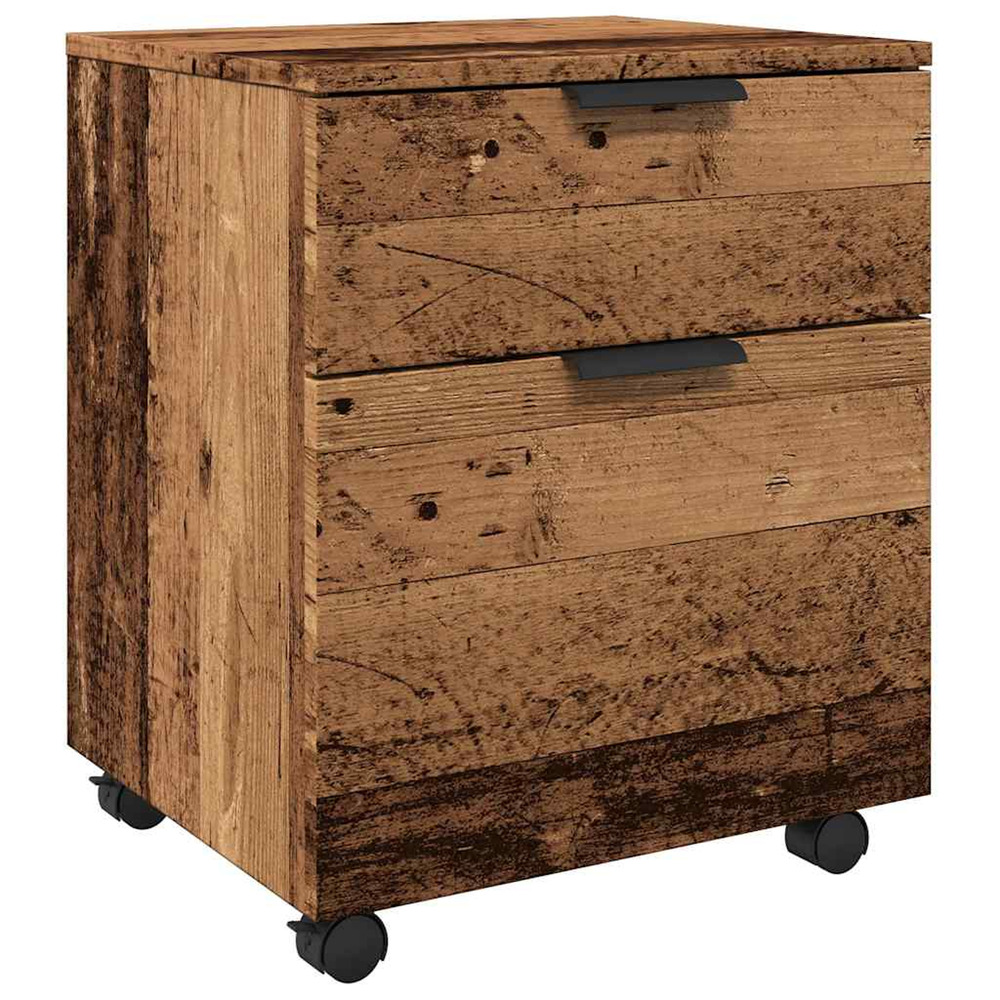 Classeur mobile roues vieux bois 45x38x54 cm bois d'ingénierie
