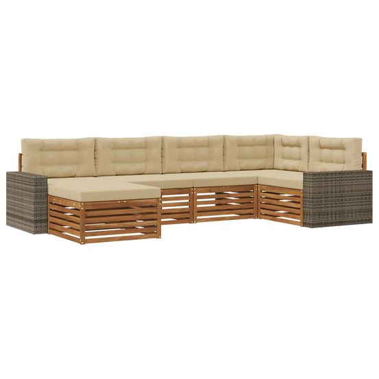 Ensemble de canapés d'extérieur 6 pc naturel et beige