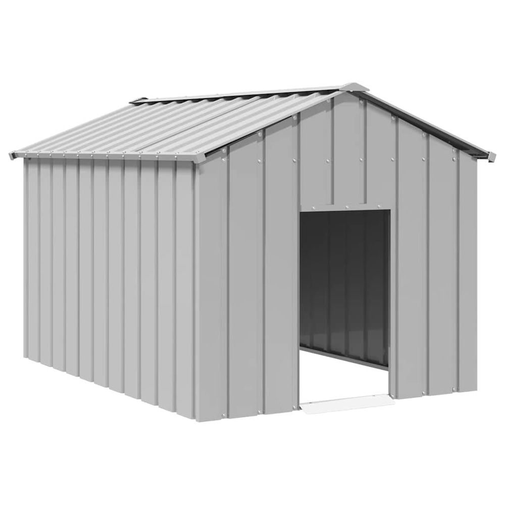 Niche xxl chien acier galvanisé avec toit protecteur jardin gris 113x153cm