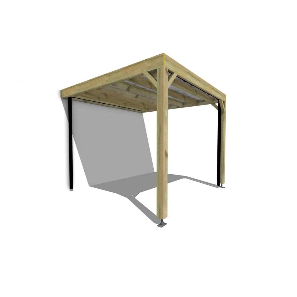 Carport bois • 3m x 3m • adossée • sens largeur • livraison comprise