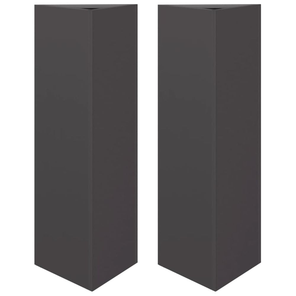 Jardinière d'extérieurs 2 pcs noir triangulaire 30x26x75 cm acier