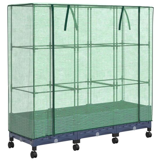 Jardinière d'extérieur de jardin avec couverture de serre et roues 3 pc pp