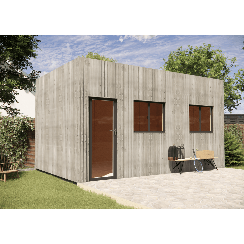 Studio de jardin 4 saisons en bois 5,5 x 3,5 x 3,2 m / isolation re2020 avec plancher isolé / menuiseries alu k-line