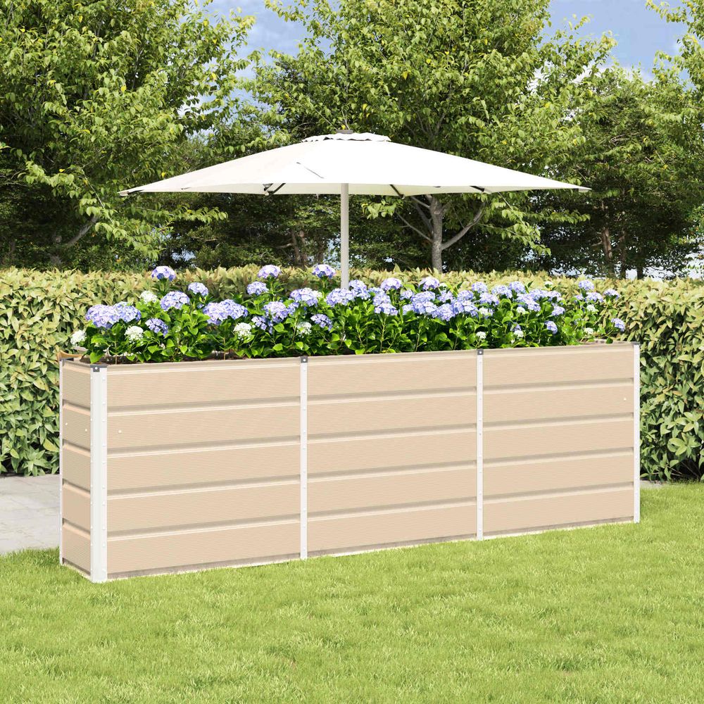 Très grande jardinière haute en acier 240x40x75 cm pour jardin balcon