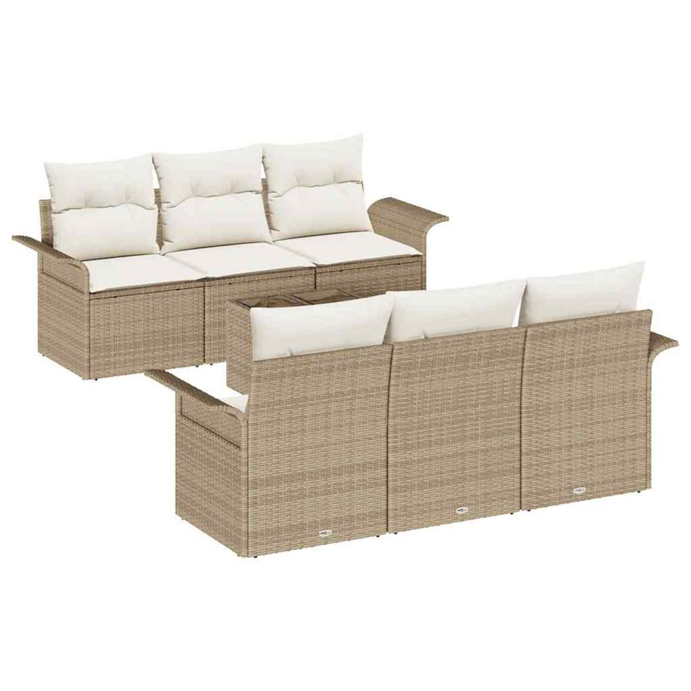 Ensemble de canapé de jardin 7 pièces beige et crème polyrotin