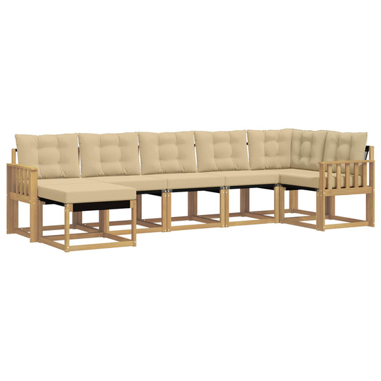 Ensemble de canapés d'extérieur 7 pcs blanc et beige