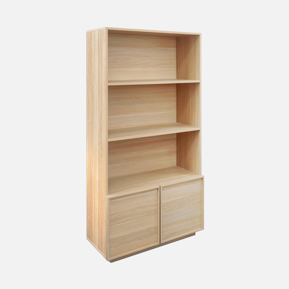 Etagère bibliothèque décor bois 2 portes 5 niveaux - l 80 x p 35 x h 160cm - kuba