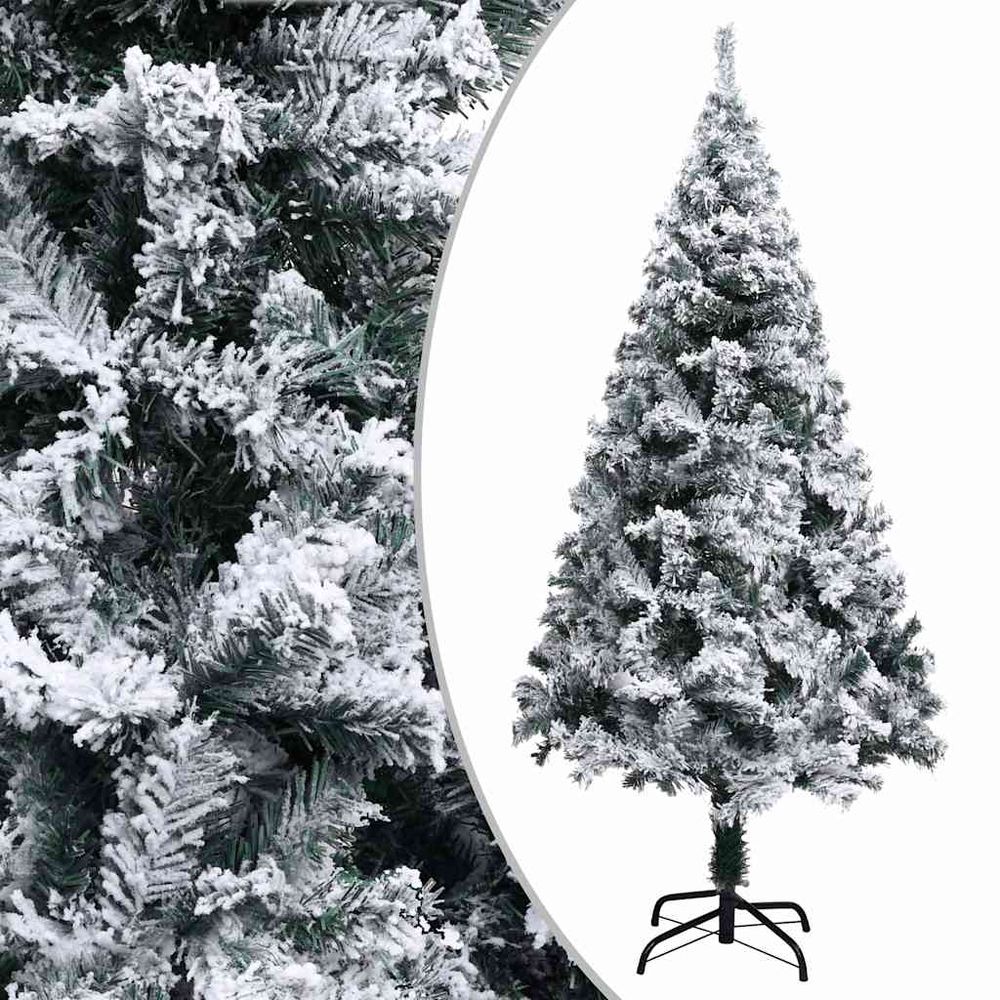Sapin de noël artificiel effet neige floqué dense vert 150 cm